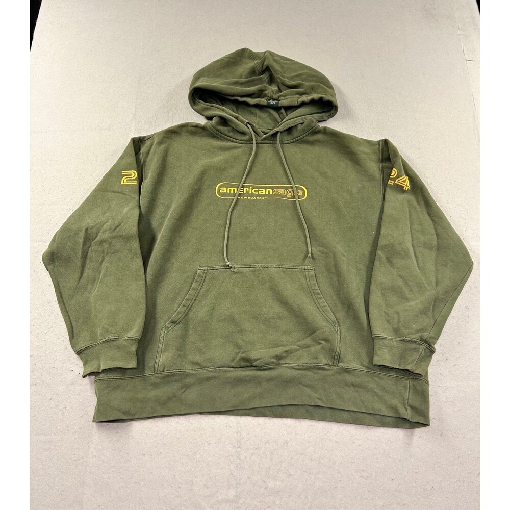 Vintage Y2K American Eagle Men’s Snowboard Olive Green Hoodie XL